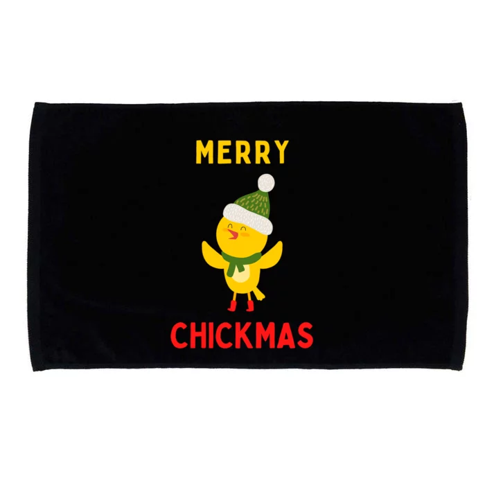 Merry Chickmas Funny Christmas Farm Animal Pun Cute Xmas Funny Gift Microfiber Hand Towel