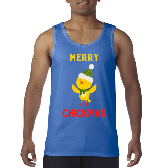 Merry Chickmas Funny Christmas Farm Animal Pun Cute Xmas Funny Gift Tank Top