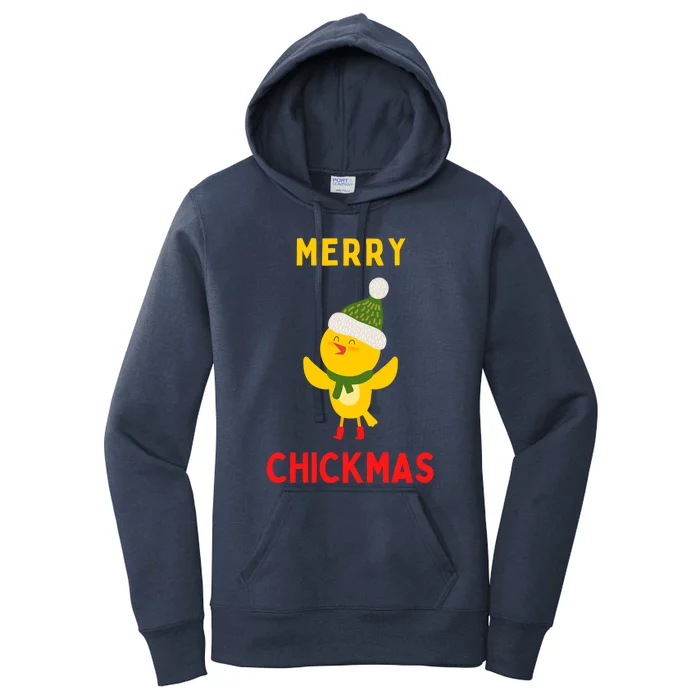 Merry Chickmas Funny Christmas Farm Animal Pun Cute Xmas Funny Gift Women's Pullover Hoodie