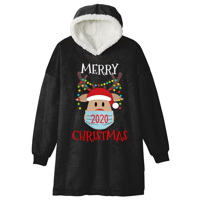 Merry Christmas Funny Reindeer Holiday Hooded Wearable Blanket