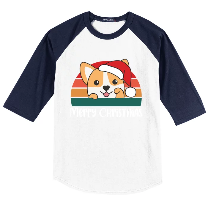 Merry Christmas Funny Corgi Christmas Gift Baseball Sleeve Shirt