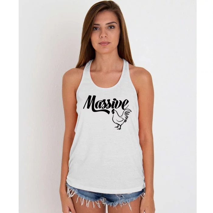 Massive Cock Funny Rooster And Cockerel Chicken Design Women's Knotted Racerback Tank