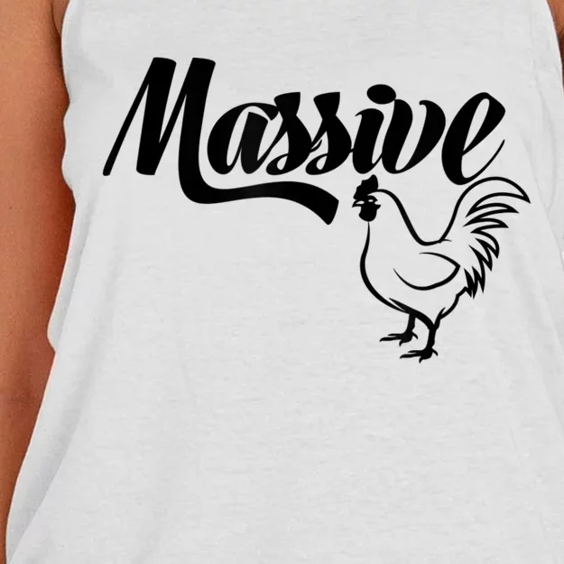 Massive Cock Funny Rooster And Cockerel Chicken Design Women's Knotted Racerback Tank