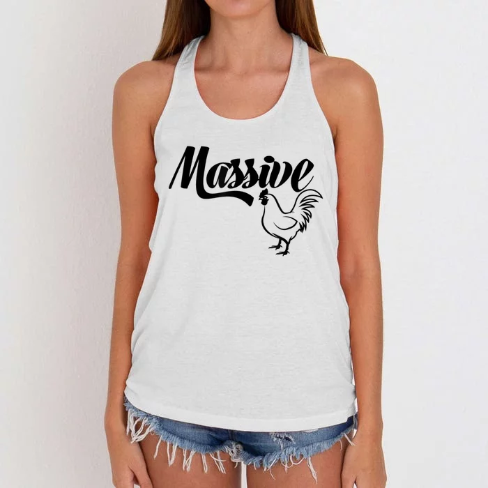 Massive Cock Funny Rooster And Cockerel Chicken Design Women's Knotted Racerback Tank