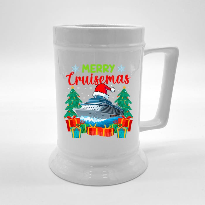 Merry Cruisemas Family Cruise Christmas Funny Boat Trip Front & Back Beer Stein