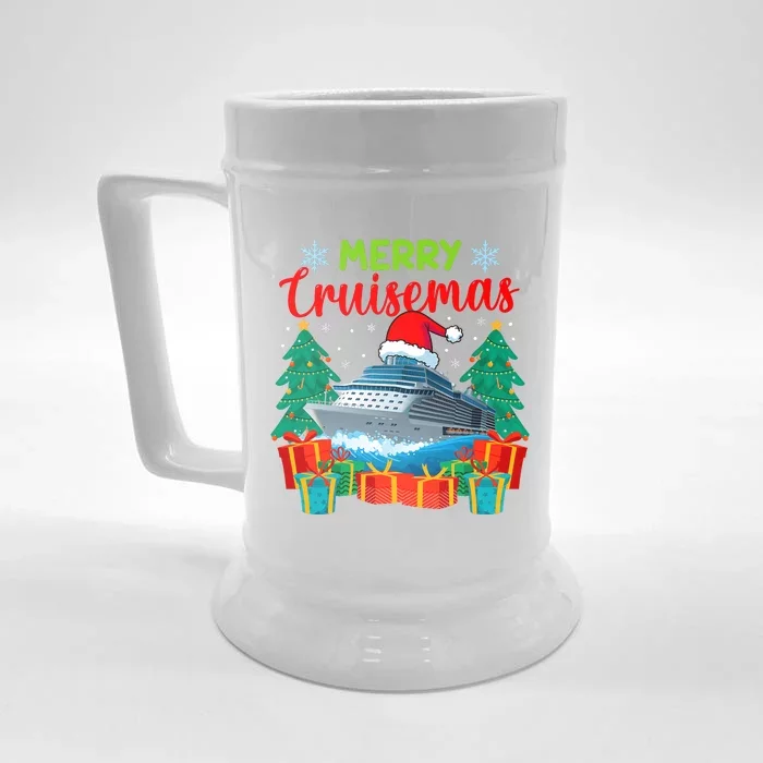 Merry Cruisemas Family Cruise Christmas Funny Boat Trip Front & Back Beer Stein