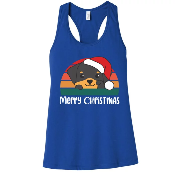 Merry Christmas Funny Rottweiler Christmas Gift Women's Racerback Tank