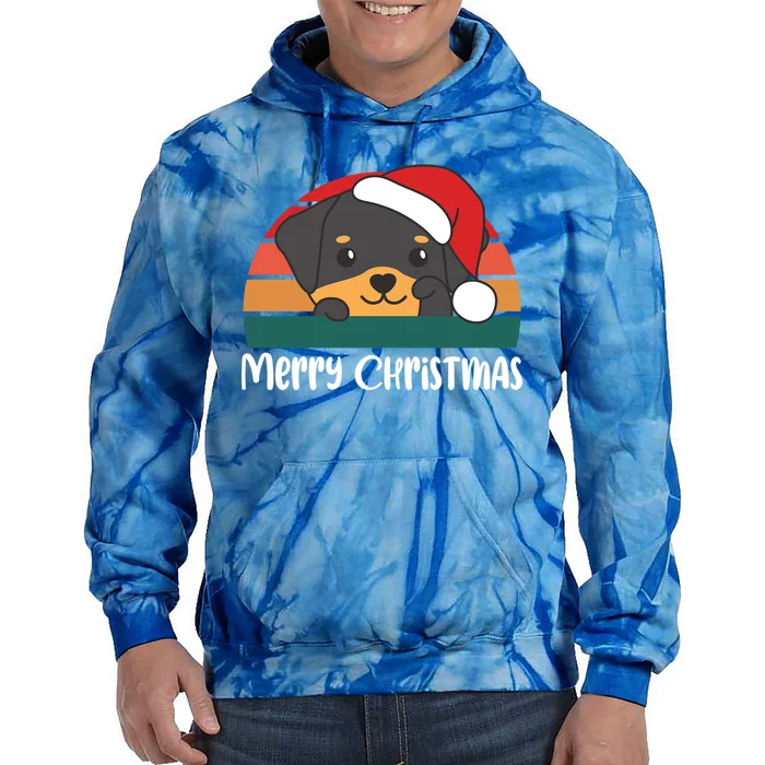 Merry Christmas Funny Rottweiler Christmas Gift Tie Dye Hoodie