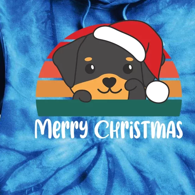 Merry Christmas Funny Rottweiler Christmas Gift Tie Dye Hoodie