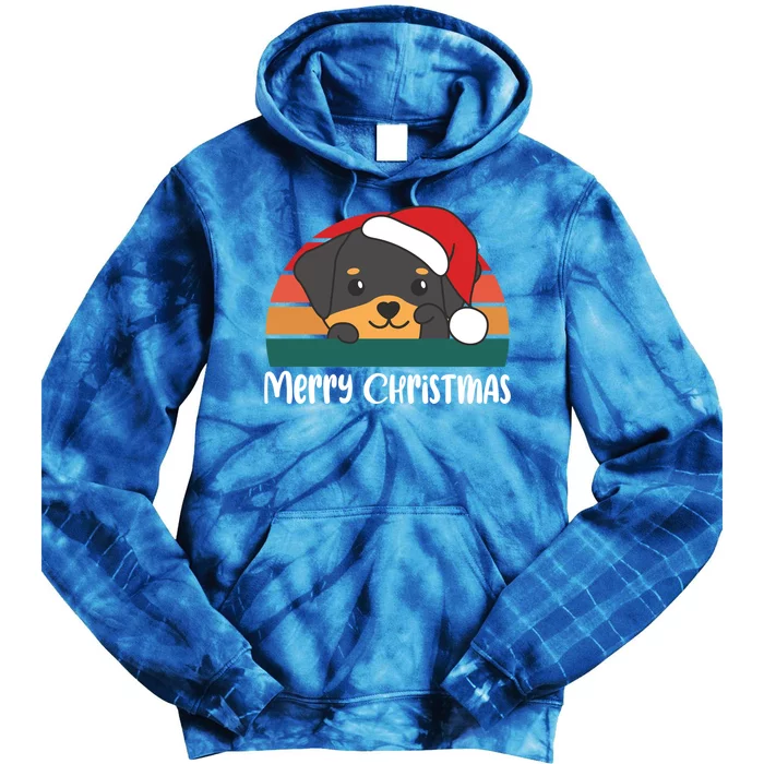 Merry Christmas Funny Rottweiler Christmas Gift Tie Dye Hoodie