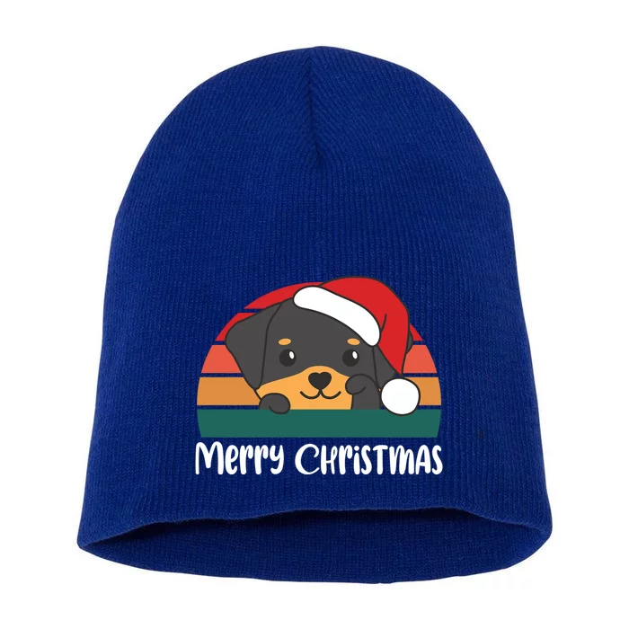 Merry Christmas Funny Rottweiler Christmas Gift Short Acrylic Beanie