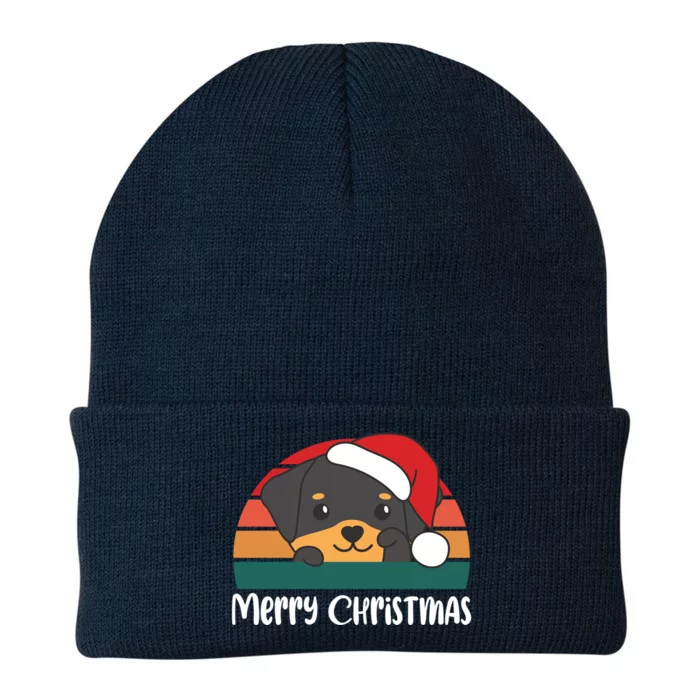 Merry Christmas Funny Rottweiler Christmas Gift Knit Cap Winter Beanie