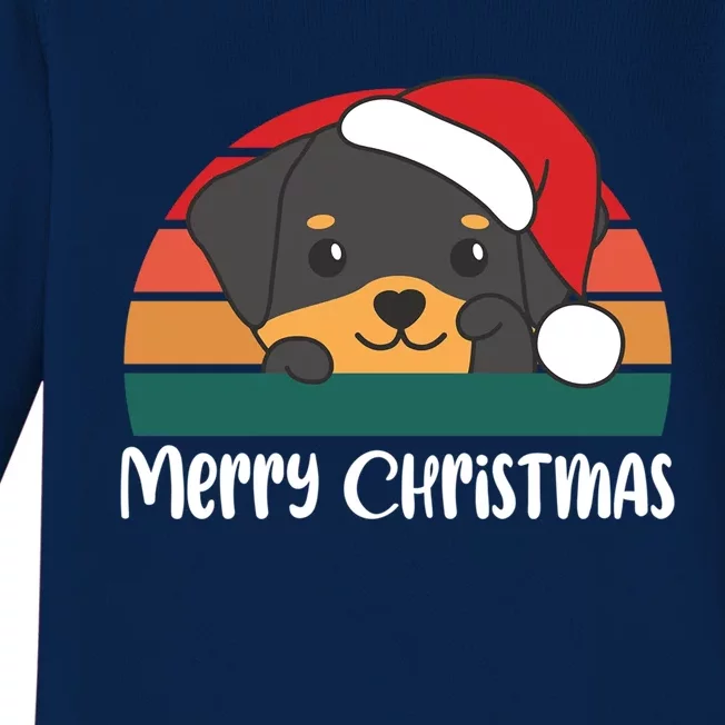 Merry Christmas Funny Rottweiler Christmas Gift Baby Long Sleeve Bodysuit