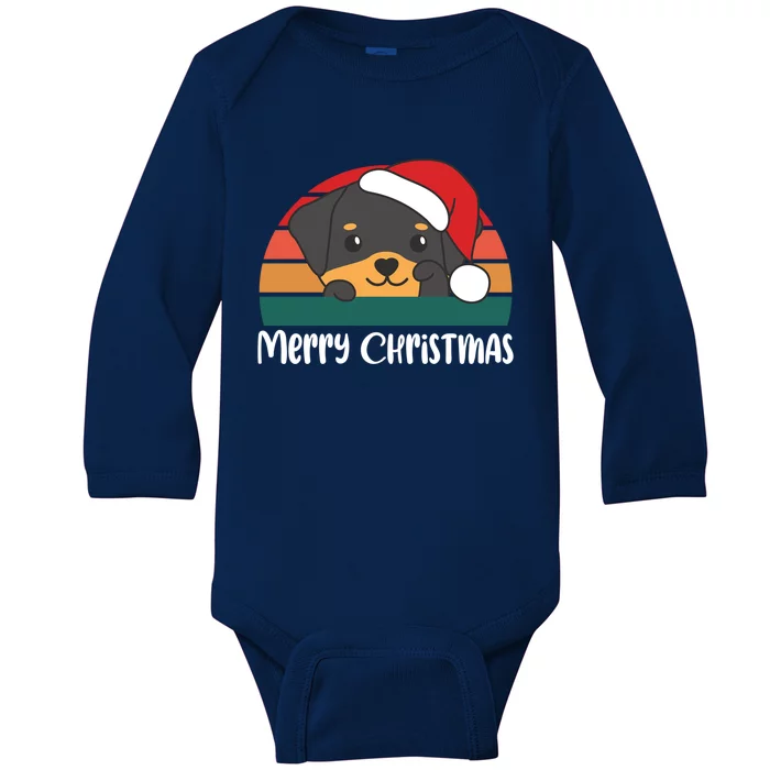 Merry Christmas Funny Rottweiler Christmas Gift Baby Long Sleeve Bodysuit