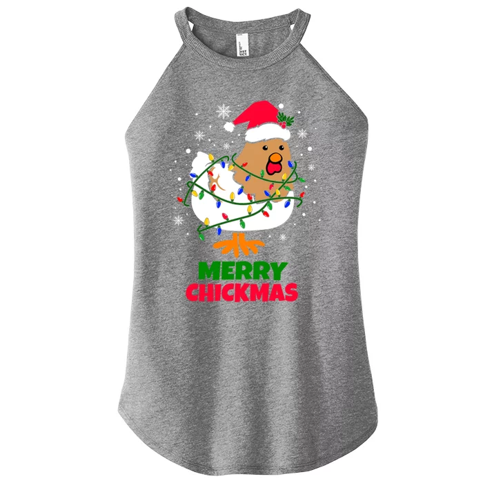 Merry Chickmas Funny Santa Hat Xmas Christmas Chicken Meaningful Gift Women’s Perfect Tri Rocker Tank