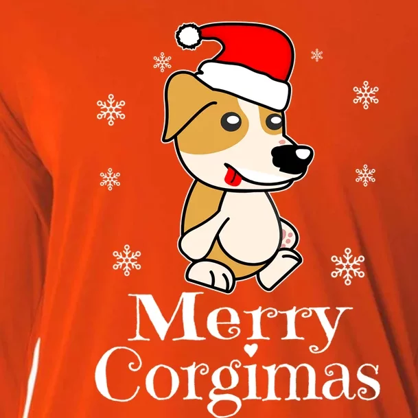 Merry Corgimas Funny Santa Dog Christmas Corgi Xmas Gift Cooling Performance Long Sleeve Crew