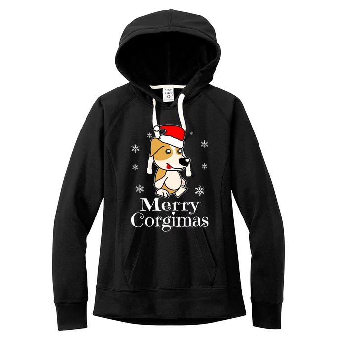 Merry Corgimas Funny Santa Dog Christmas Corgi Xmas Gift Women's Fleece Hoodie