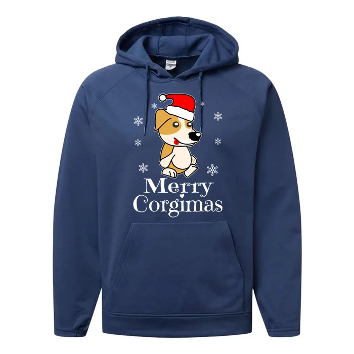 Merry Corgimas Funny Santa Dog Christmas Corgi Xmas Gift Performance Fleece Hoodie