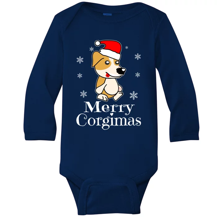 Merry Corgimas Funny Santa Dog Christmas Corgi Xmas Gift Baby Long Sleeve Bodysuit