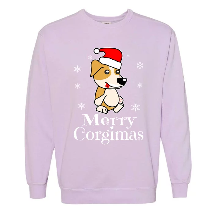 Merry Corgimas Funny Santa Dog Christmas Corgi Xmas Gift Garment-Dyed Sweatshirt