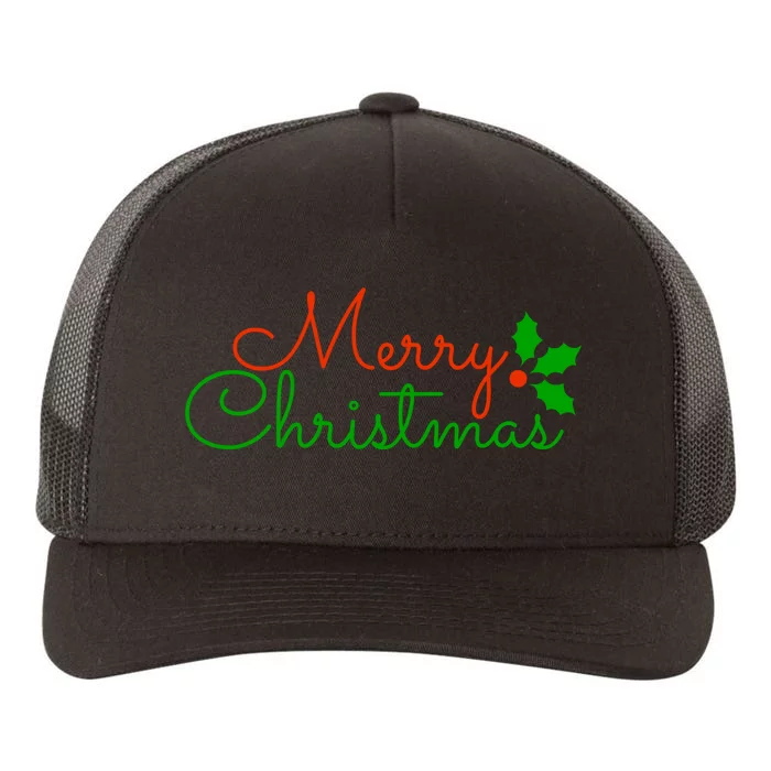 Merry Christmas Festive Logo Yupoong Adult 5-Panel Trucker Hat