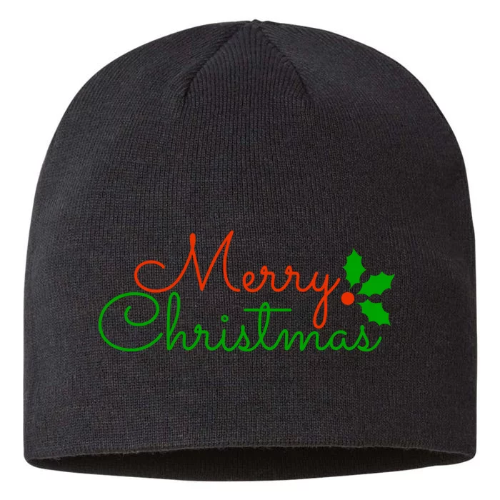 Merry Christmas Festive Logo 8 1/2in Sustainable Knit Beanie