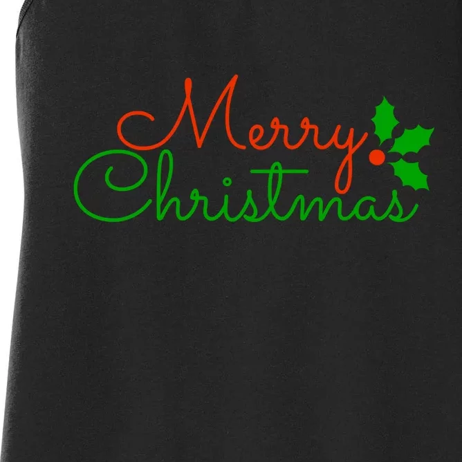 Merry Christmas Festive Logo Women's Racerback Tank