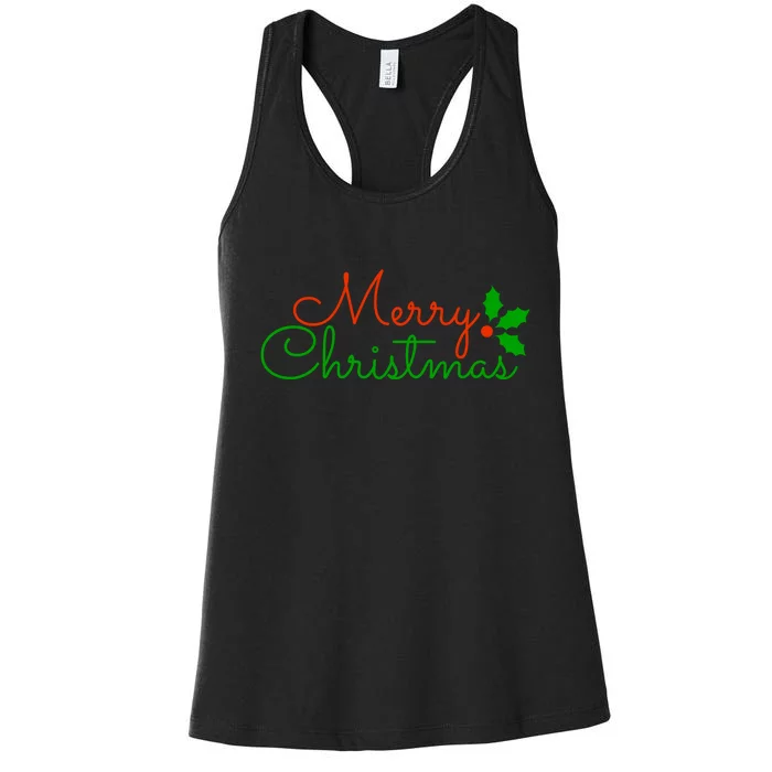 Merry Christmas Festive Logo Women's Racerback Tank