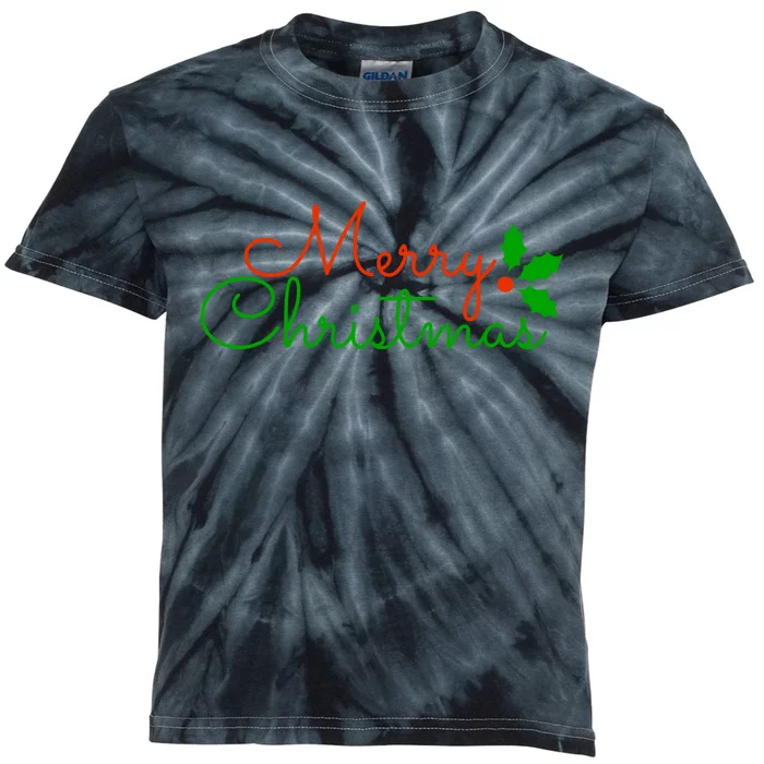 Merry Christmas Festive Logo Kids Tie-Dye T-Shirt