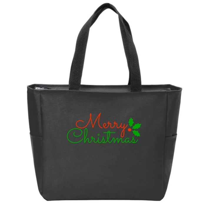 Merry Christmas Festive Logo Zip Tote Bag