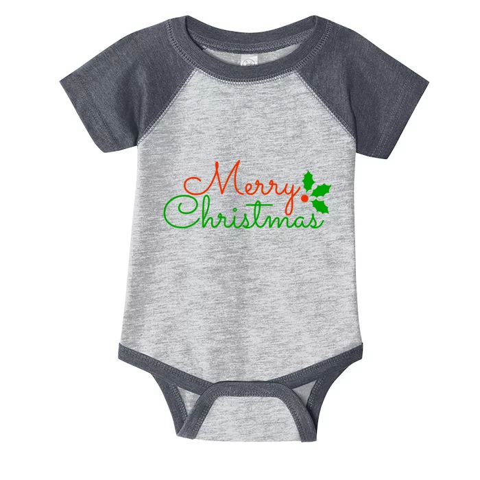 Merry Christmas Festive Logo Infant Baby Jersey Bodysuit