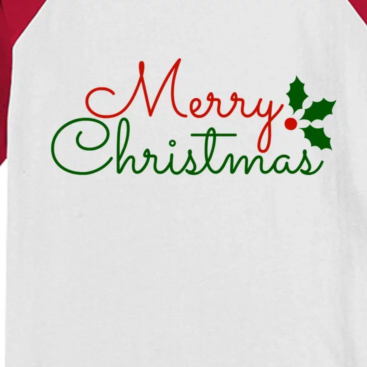 Merry Christmas Festive Logo Kids Colorblock Raglan Jersey