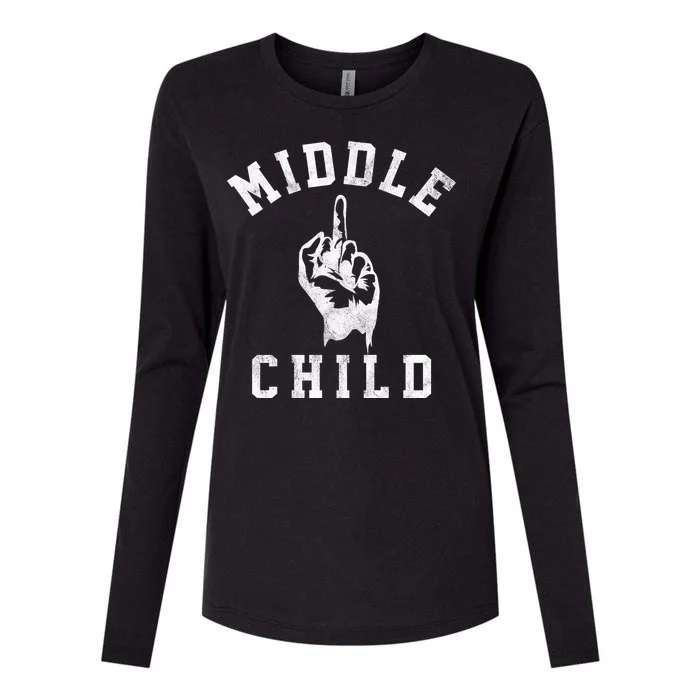 Middle Child Funny Offensive Adult Humor Finger Womens Cotton Relaxed Long Sleeve T-Shirt