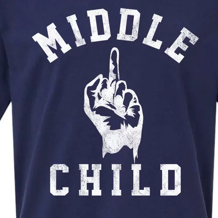 Middle Child Funny Offensive Adult Humor Finger Sueded Cloud Jersey T-Shirt