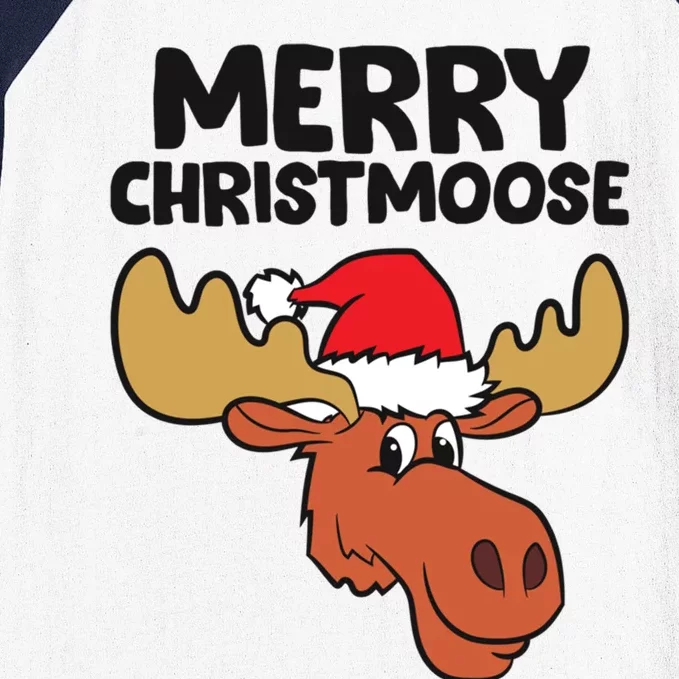 Merry Christmoose Funny Moose Christmas Hat Moose Cool Gift Baseball Sleeve Shirt