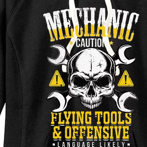 Mechanic Caution Flying Tools Car Mechanics Women's Fleece Hoodie