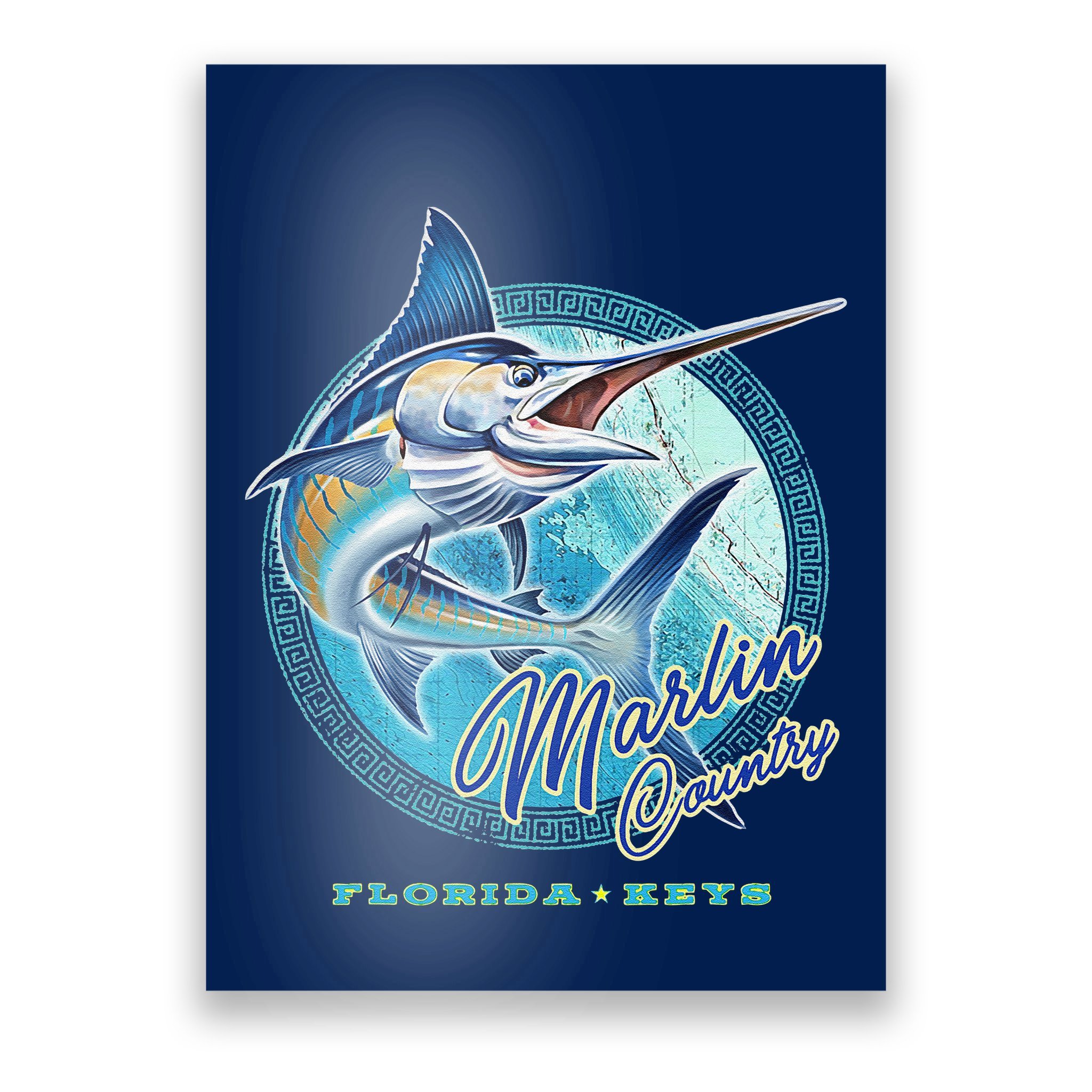 Marlin Country Florida Keys, Saltwater Fishing Tee Poster