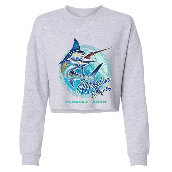 Marlin Country Florida Keys, Saltwater Fishing Tee Cropped Pullover Crew