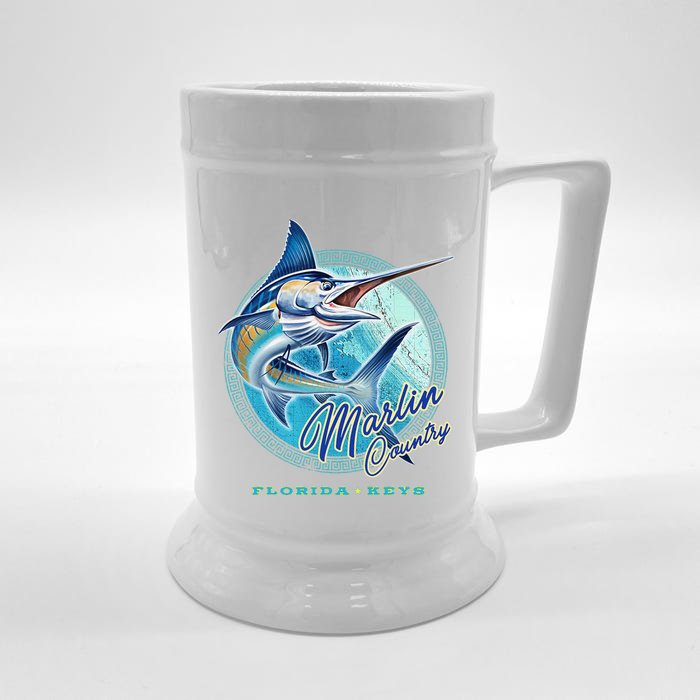 Marlin Country Florida Keys, Saltwater Fishing Tee Front & Back Beer Stein