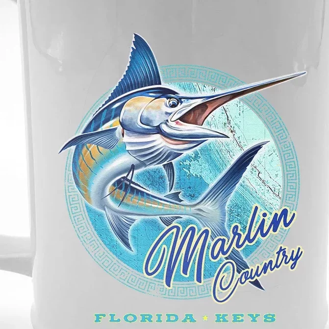 Marlin Country Florida Keys, Saltwater Fishing Tee Front & Back Beer Stein