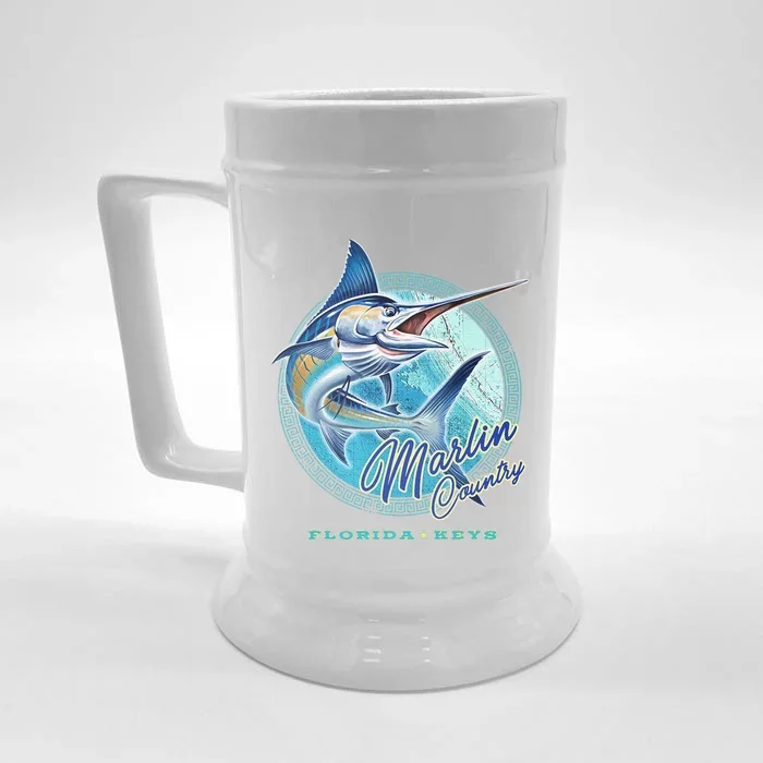 Marlin Country Florida Keys, Saltwater Fishing Tee Front & Back Beer Stein