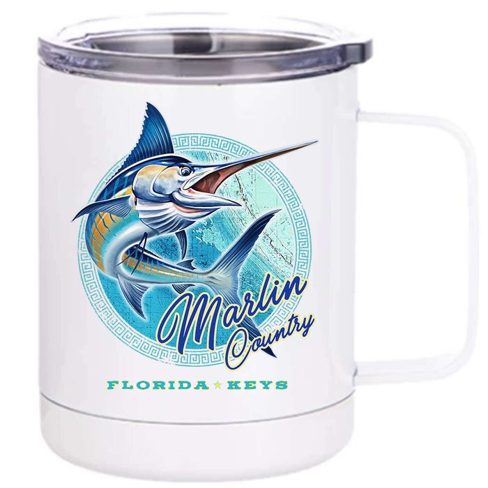 Marlin Country Florida Keys, Saltwater Fishing Tee Front & Back 12oz Stainless Steel Tumbler Cup