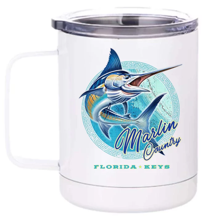 Marlin Country Florida Keys, Saltwater Fishing Tee Front & Back 12oz Stainless Steel Tumbler Cup