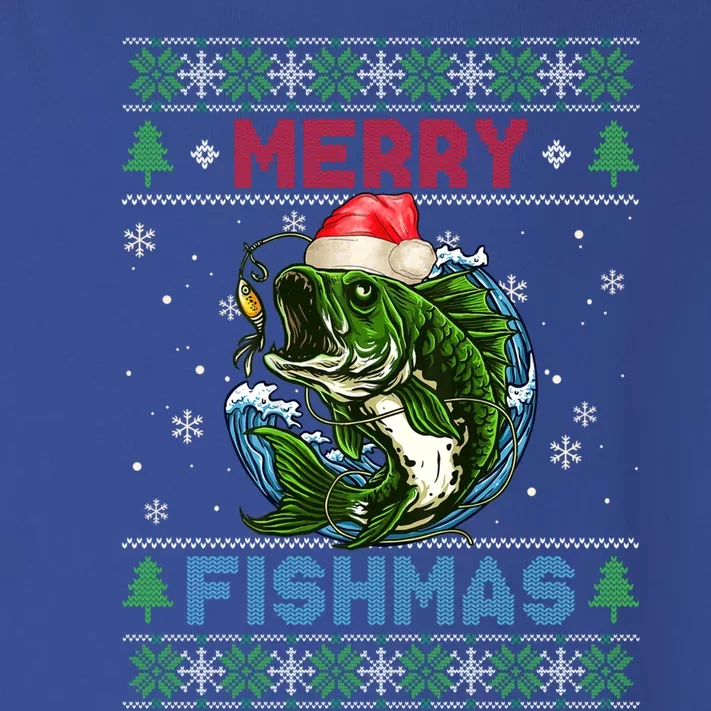 Merry Christmas Fishmas Ugly Xmas Sweater Santa Bass Fishing Gift Toddler Long Sleeve Shirt