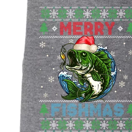 Merry Christmas Fishmas Ugly Xmas Sweater Santa Bass Fishing Gift Doggie 3-End Fleece Hoodie