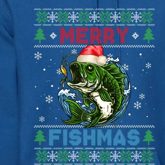 Merry Christmas Fishmas Ugly Xmas Sweater Santa Bass Fishing Gift Premium Hoodie