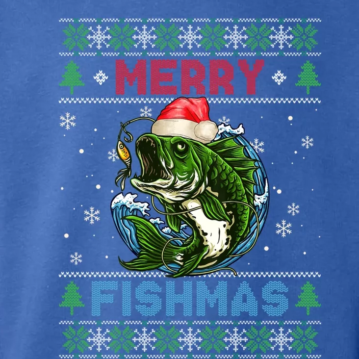 Merry Christmas Fishmas Ugly Xmas Sweater Santa Bass Fishing Gift Toddler Hoodie