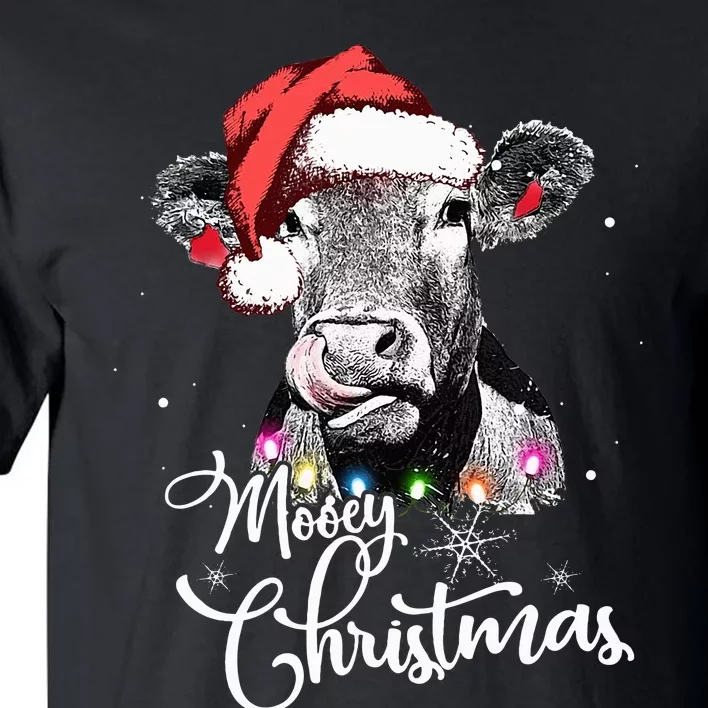 Mooey Christmas Fun Heifer Cow Santa Xmas Light Farmer Lover Tall T-Shirt