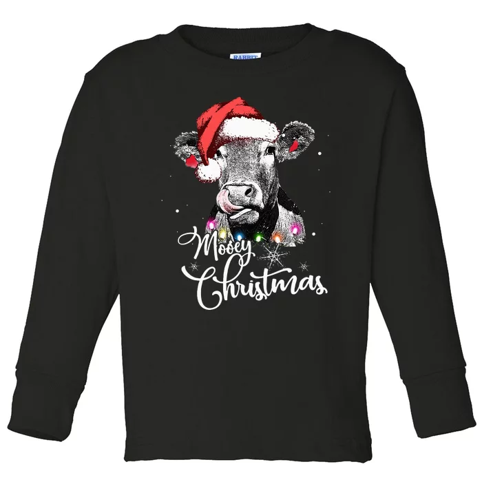 Mooey Christmas Fun Heifer Cow Santa Xmas Light Farmer Lover Toddler Long Sleeve Shirt