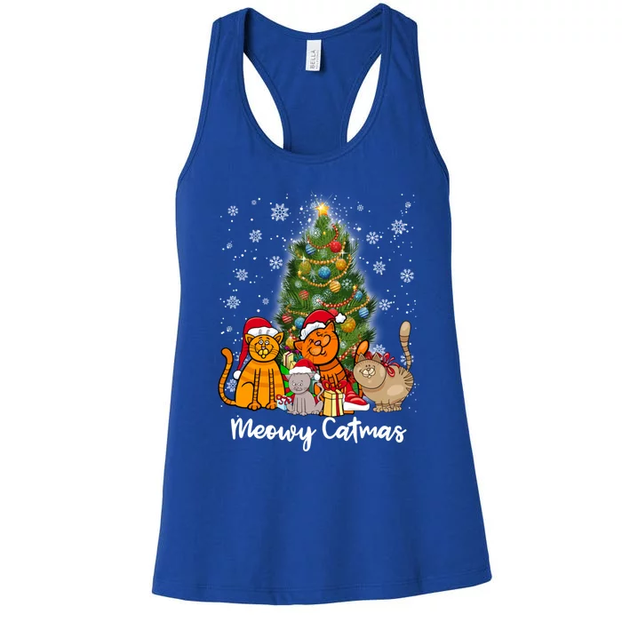 Meowy Catmas Funny Cat Lover Meowy Catmas Gift Women's Racerback Tank